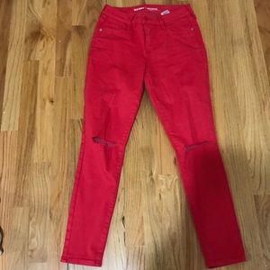 Old navy red rockstar slit knee jeans